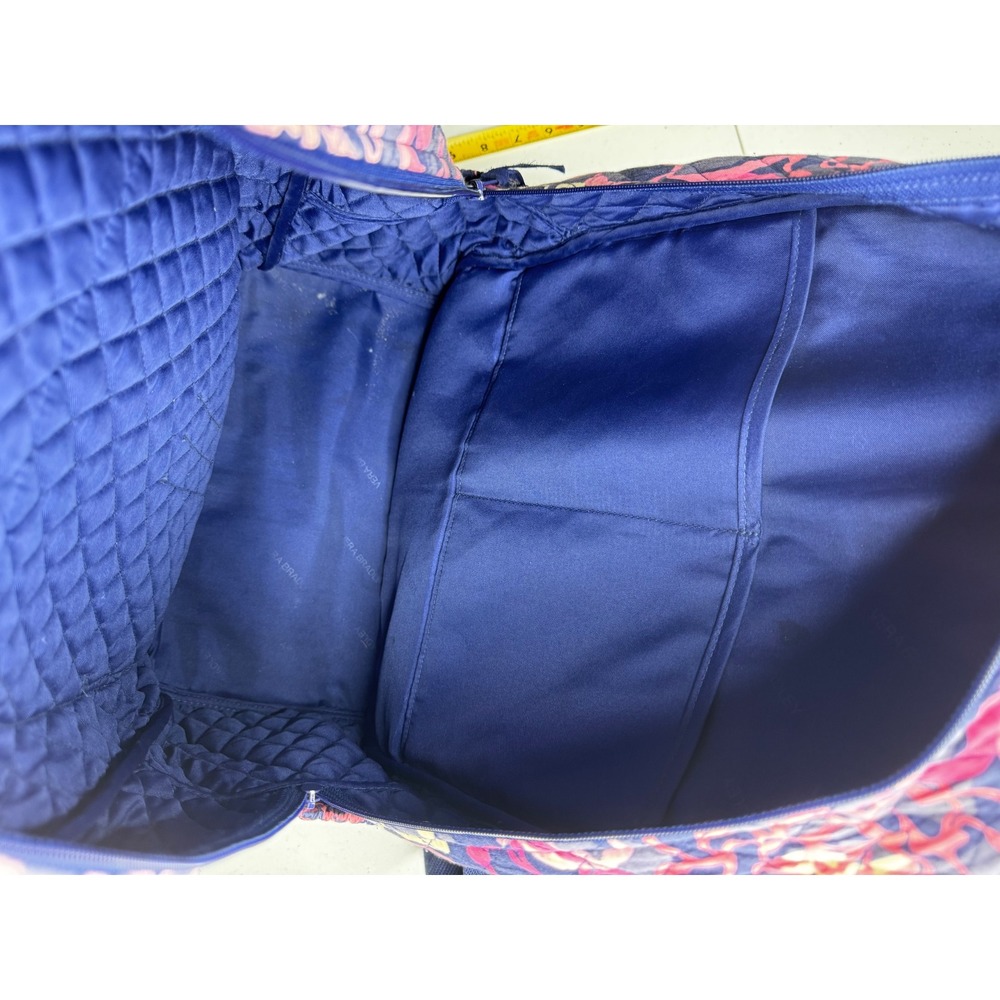 Vera Bradley Quilted Cotton Backpack Pink Navy Blue Floral School Travel Bag - Picture 11 of 16